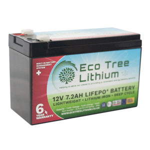 Eco Tree Lithium 12v 7.2AH LIFEPO4 Battery side